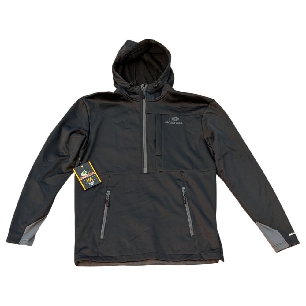 NWT Mossy Oak Techshell Hoodie Pullover Jacket Black Outdoors Men's‎ Medium